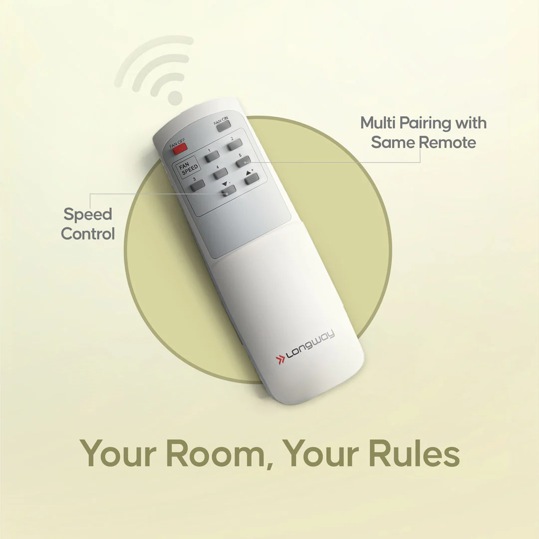 Longway Creta P1 1200 mm/48 inch Remote Controlled 3 Blade Anti-Dust Decorative Star Rated Ceiling Fan (Rusty Brown, Pack of 1) - Image 6