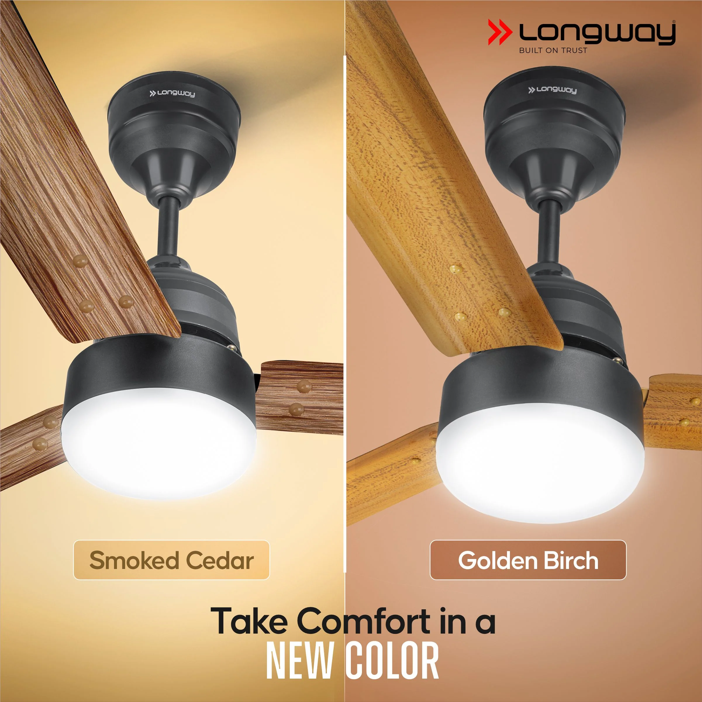 Longway Luminair Max 1200 mm BLDC Ceiling Fan with Remote Control & LED Light | BEE 5 Star Rated Energy Efficient | Ultra High Speed 3 Blade Anti-Dust Decorative Ceiling Fan | 5 Years Warranty (Smoked Cedar, Pack of 2) - Image 10