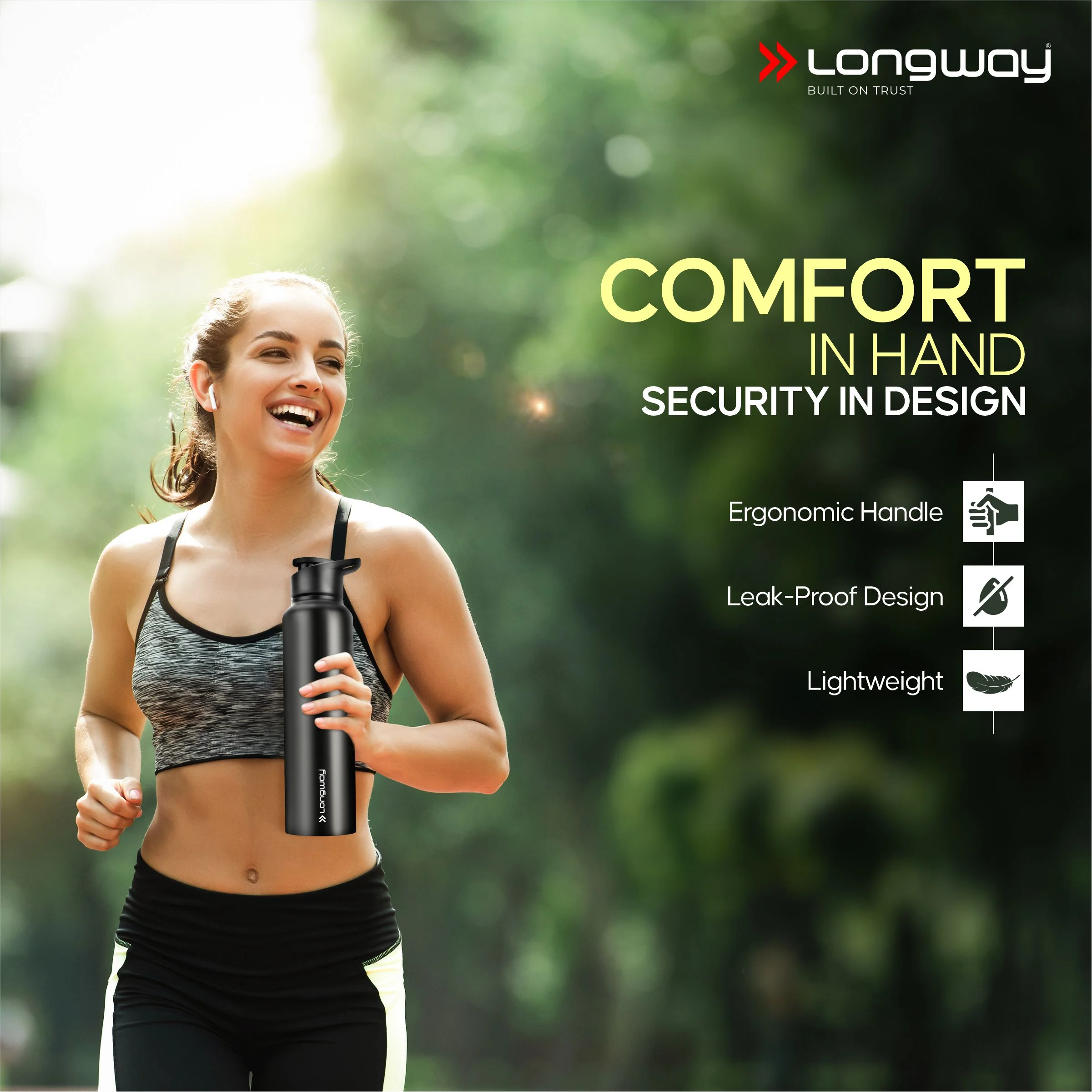 Longway Rush 1 Ltr Stainless Steel Water Bottle | Leak-Proof & Rust-Free Design | Perfect for School, Office, Home, Gym, Travel & Ideal for Men, Women & Kids (1000 ml) - Image 12