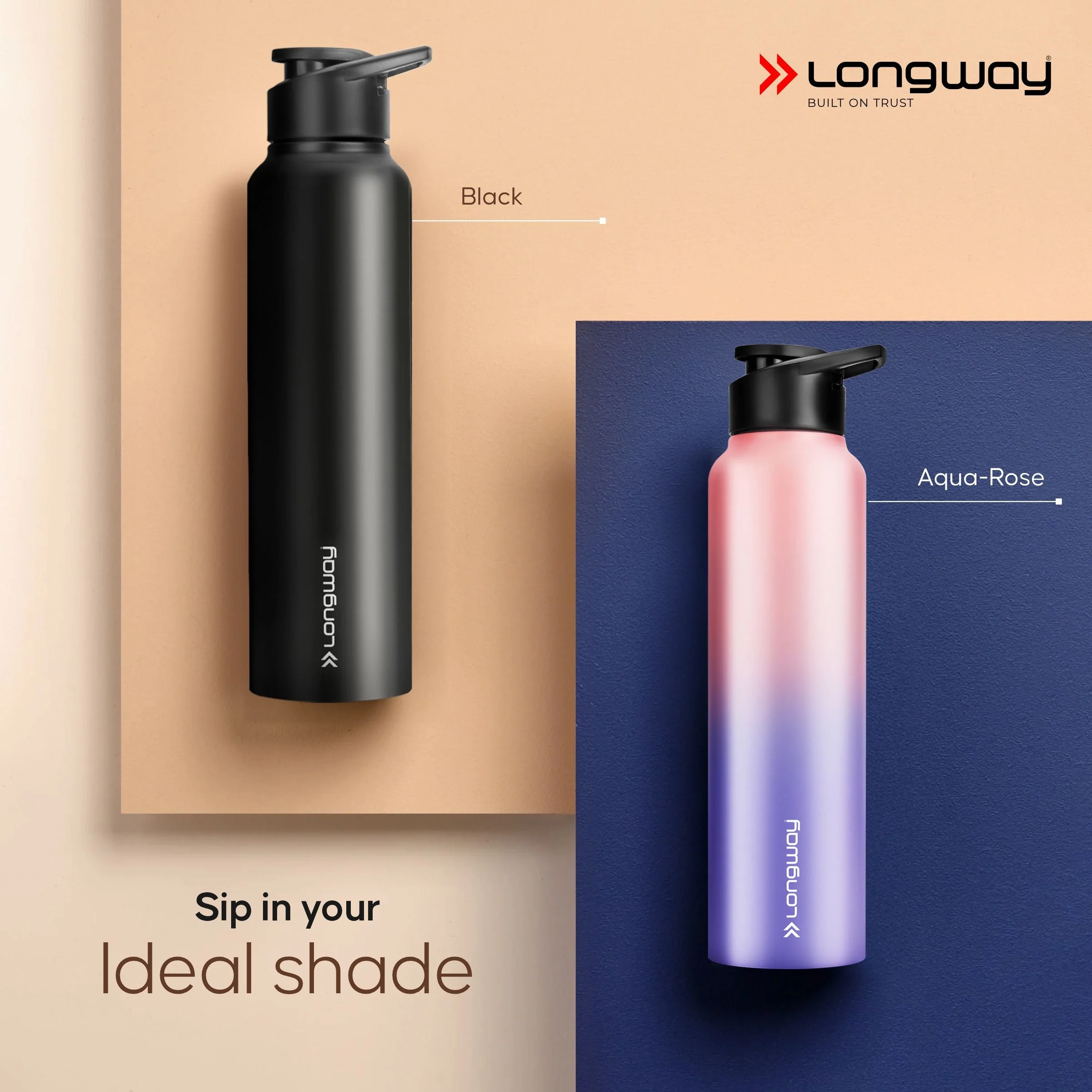 Longway Rush 1 Ltr Stainless Steel Water Bottle | Leak-Proof & Rust-Free Design | Perfect for School, Office, Home, Gym, Travel & Ideal for Men, Women & Kids (1000 ml) - Image 16