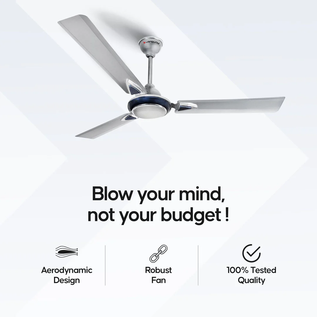 Longway Starlite-1 P1 1200 mm/48 inch Ultra High Speed 3 Blade Anti-Dust Decorative Star Rated Ceiling Fan (Pack of 1) - Image 6