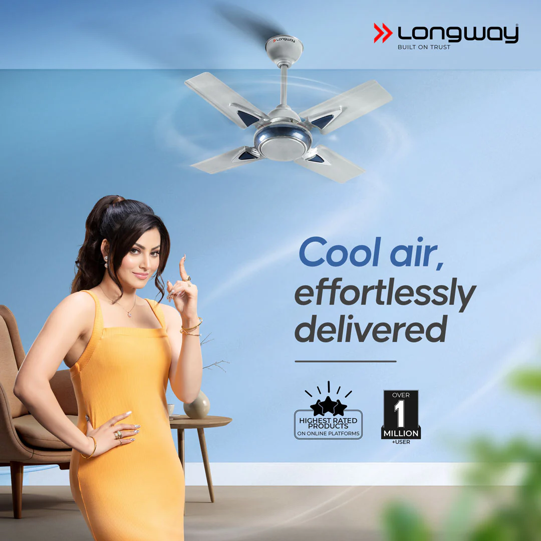 Longway Starlite-1 P1 600 mm/24 inch Ultra High Speed 4 Blade Anti-Dust Decorative Star Rated Ceiling Fan (Pack of 1) - Image 10