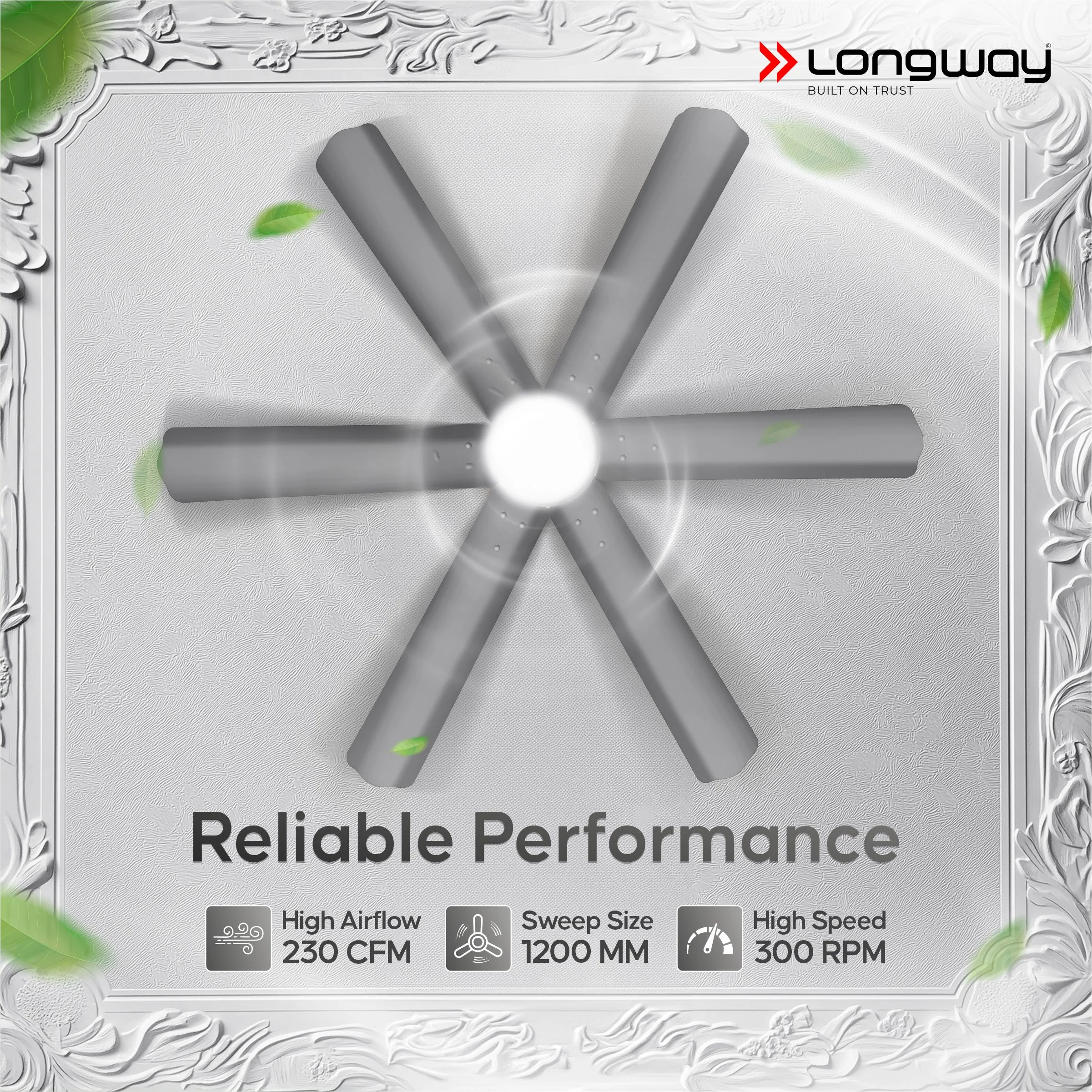 Longway Luminair 1200 mm BLDC Ceiling Fan with Remote Control & LED Light | BEE 5 Star Rated Energy Efficient | Ultra High Speed 6 Blade Anti-Dust Decorative Ceiling Fan | 5 Years Warranty (Steel Gray, Pack of 1) - Image 7