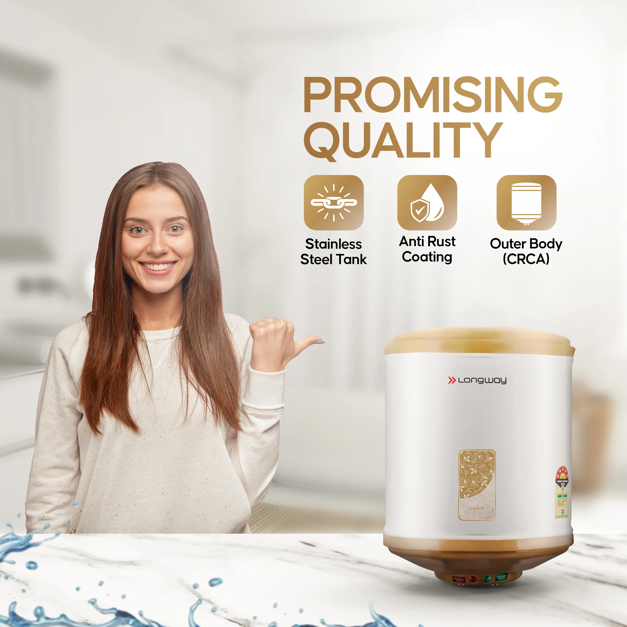 Longway Superb 25 Ltr 5 Star Rated Automatic Storage Water for Home, Water Geyser, Water Heater, Electric Geyser with Multiple Safety System & Anti-Rust Coating | 5-Years Warranty on Tank | (Ivory, 25 Ltr) - Image 5
