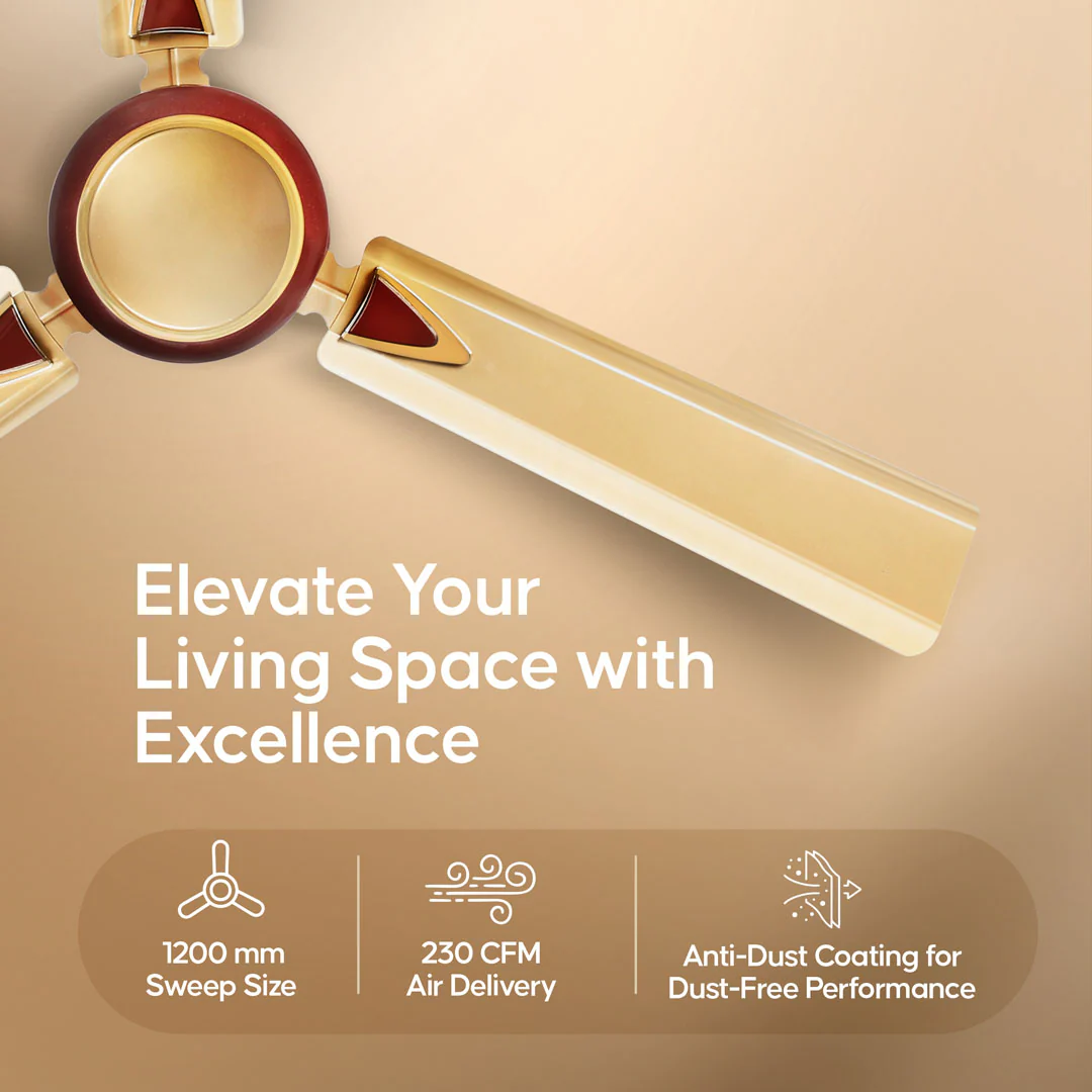 Longway Starlite-1 P2 1200 mm/48 inch Ultra High Speed 3 Blade Anti-Dust Decorative Star Rated Ceiling Fan (Pack of 2) - Image 4