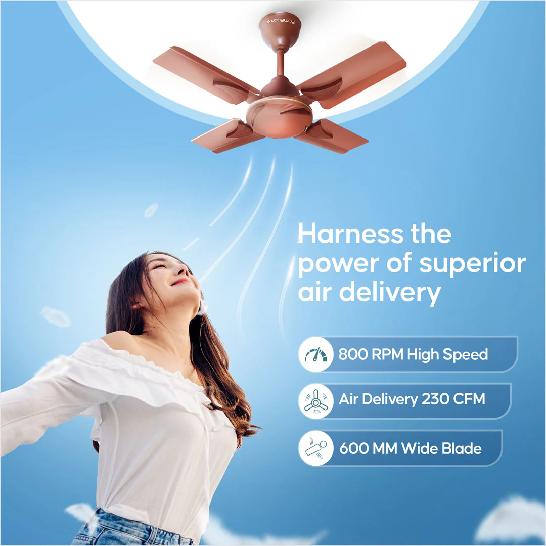 Longway Creta P1 600 mm/24 inch Ultra High Speed 4 Blade Anti-Dust Decorative Star Rated Remote Controlled Ceiling Fan (Pack of 1) - Image 13