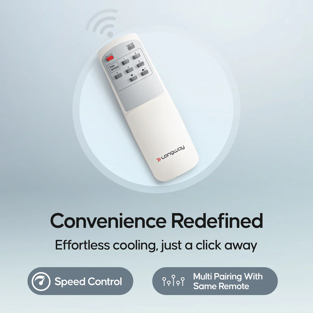 Longway Creta P1 600 mm/24 inch Ultra High Speed 4 Blade Anti-Dust Decorative Star Rated Remote Controlled Ceiling Fan (Pack of 1) - Image 5